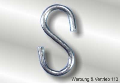 Edelstahl S-Haken, asymmetrisch, Stärke = 8mm, V4A